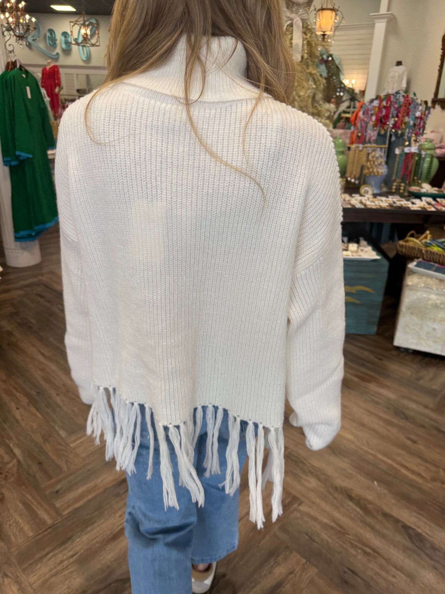Fringe Sweater: Cream