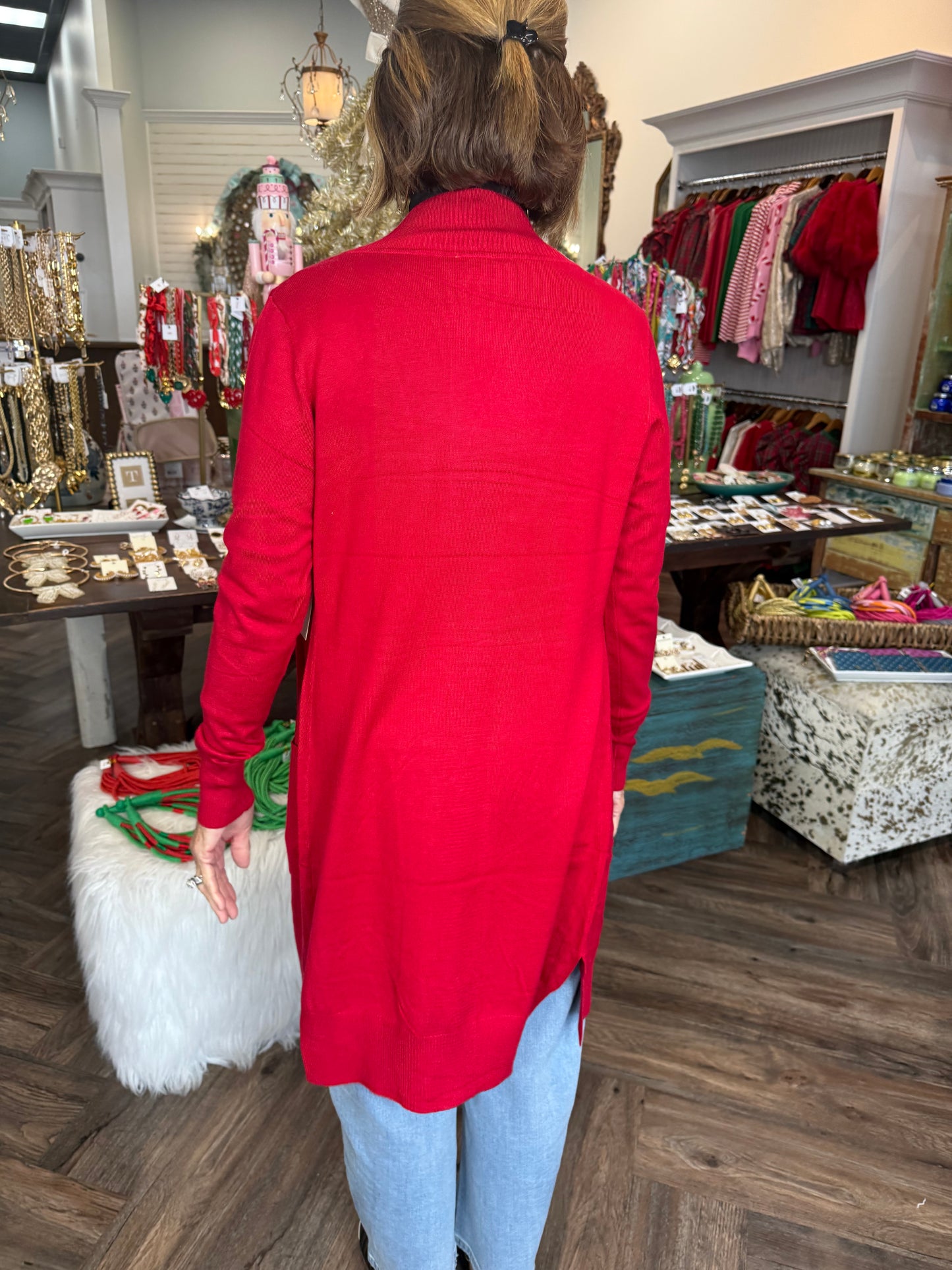 Sue Knit Cardigan: Red