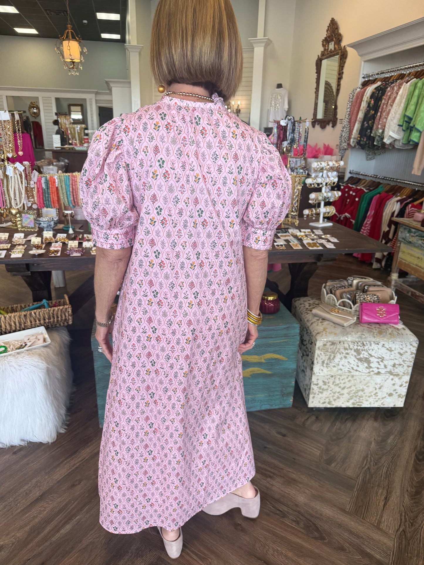 Floral Mock Neck Midi Dress