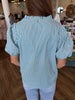 Mary Square Lainey Top: Blue/Green Stripe