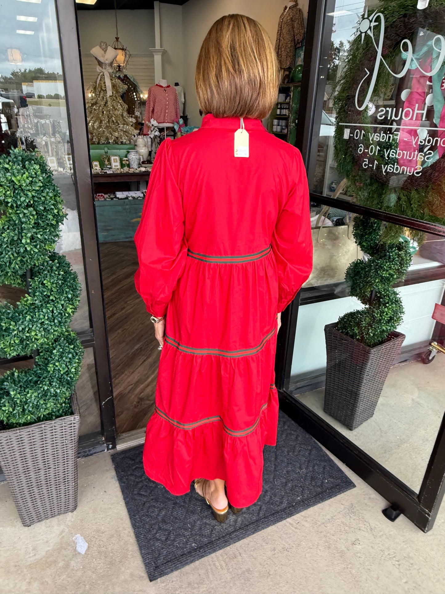 Red Holiday Ribbon Midi Dress