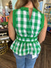 Picnic Gingham Peplum Top: Green