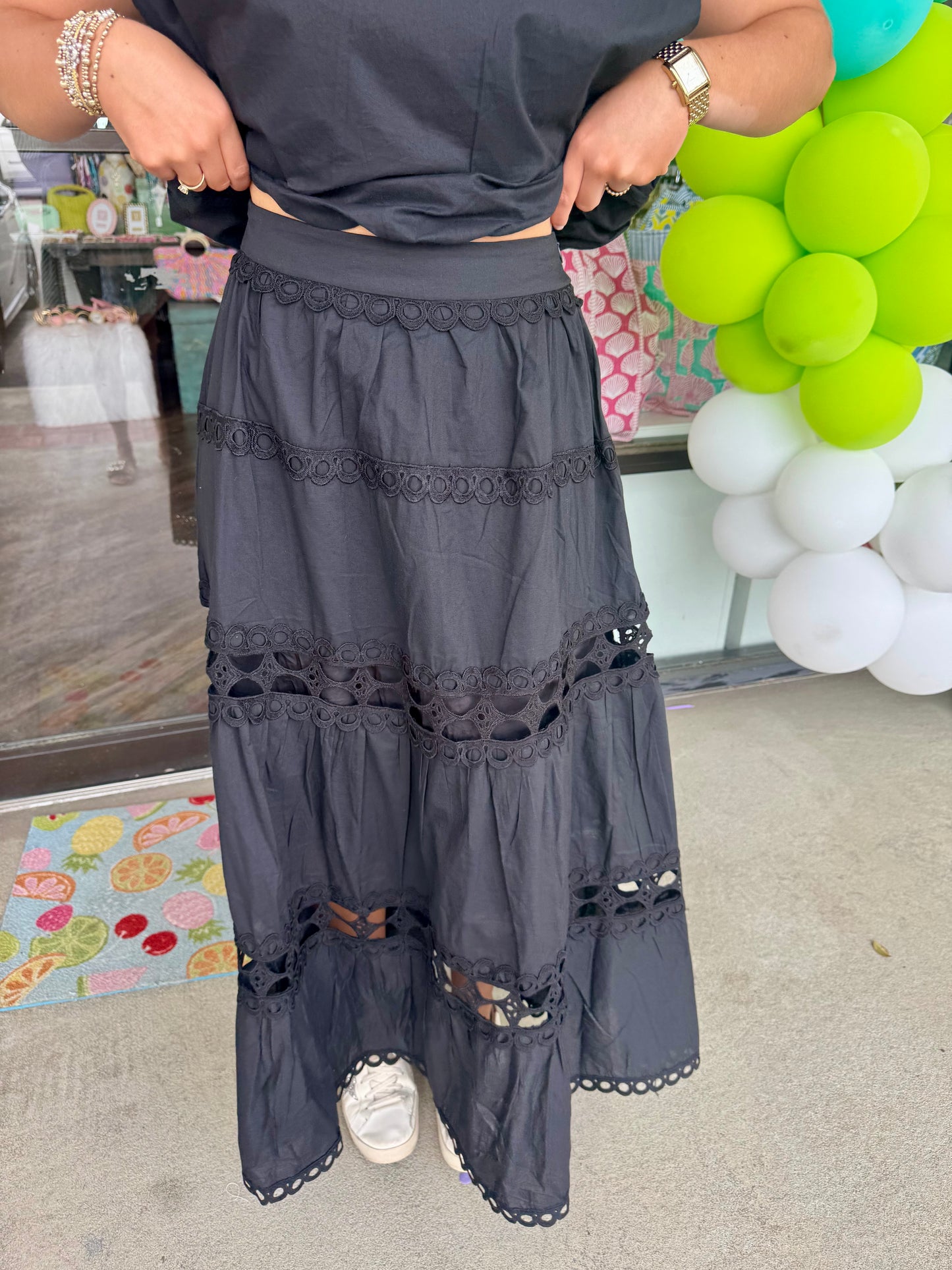 Black Eyelet Set