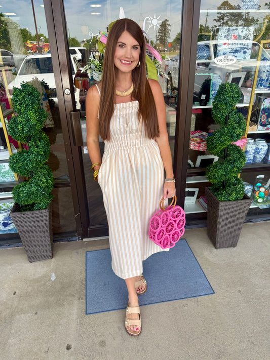 Natural Stripe Midi Dress