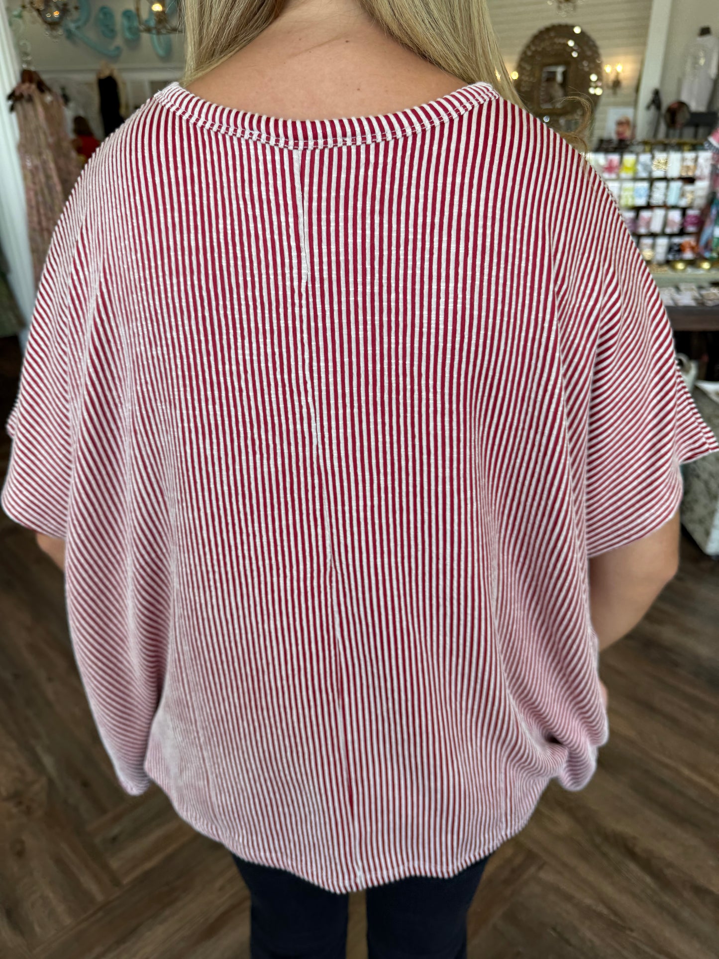 Corded Rib Top- Dark Red