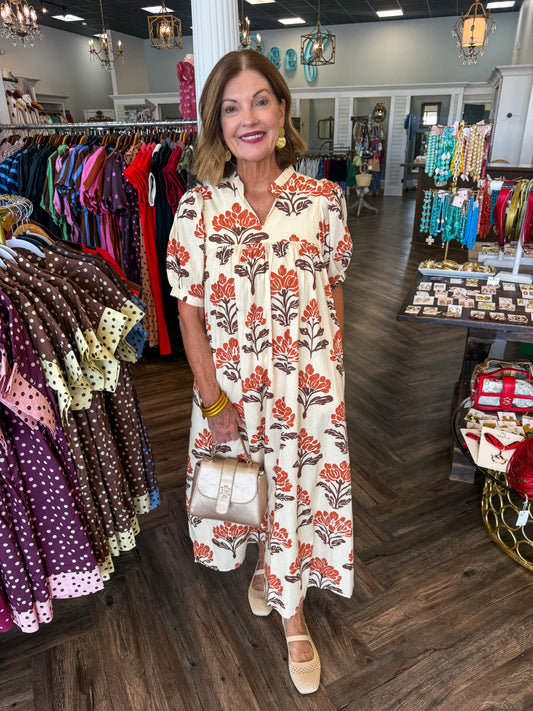 Cream Iris Midi Dress