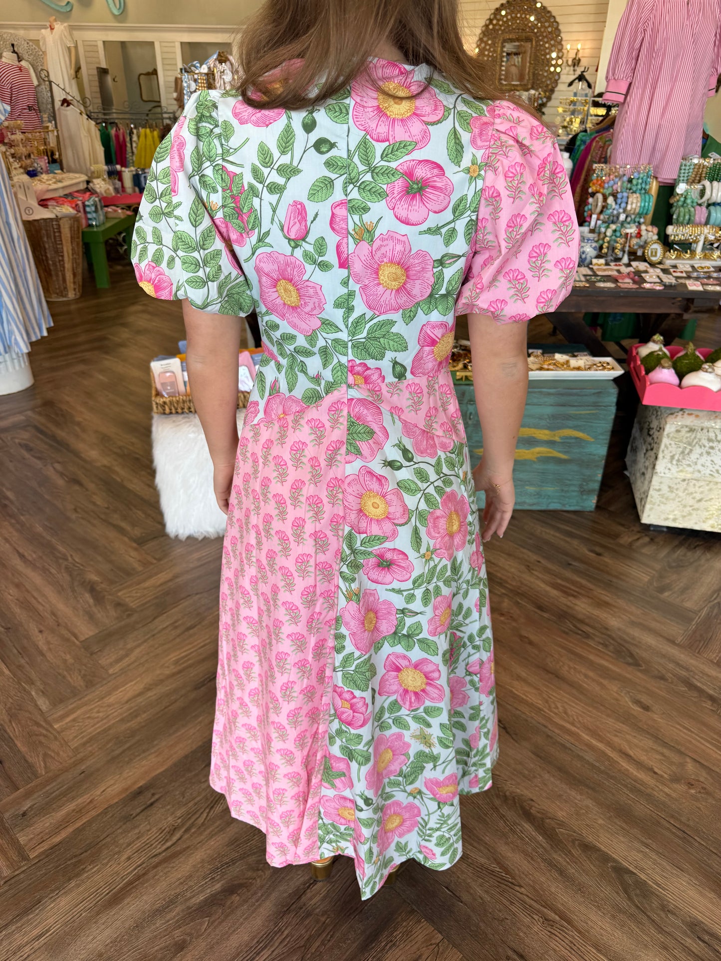 Mix Match Floral Midi Dress