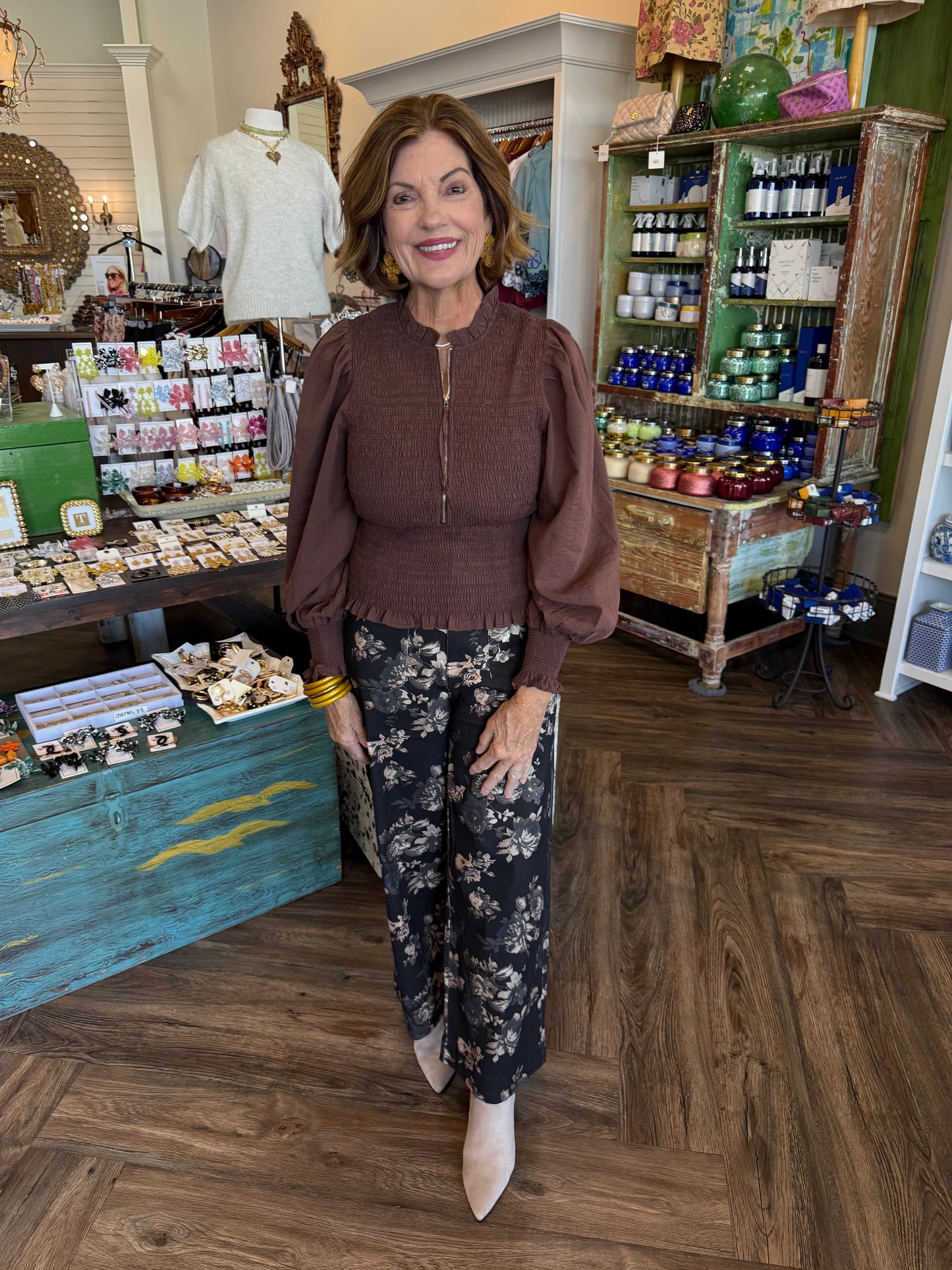 Neutral Floral Lace Pants