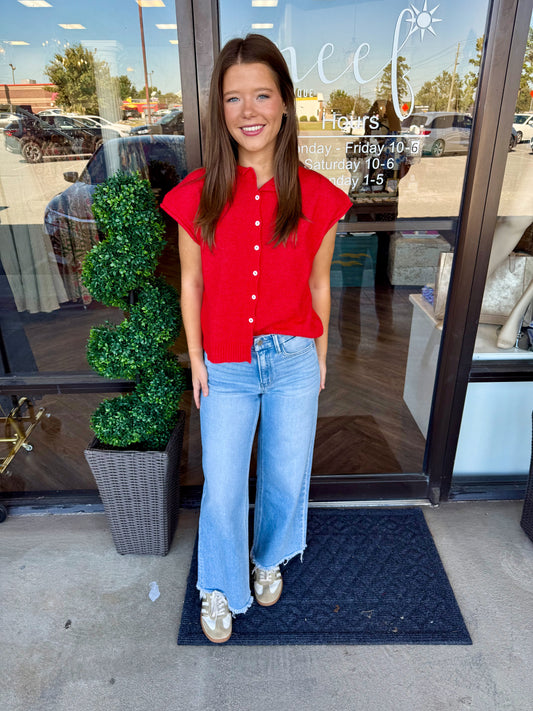 Piper Vest Sweater: Red