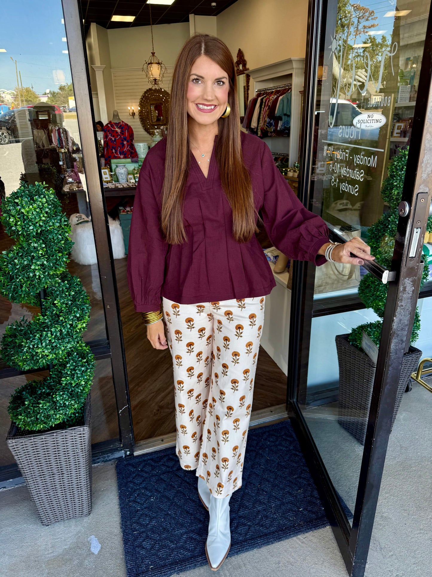Amber Cinched Blouse: Brown