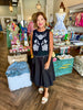Stitched Flower Tank: Black