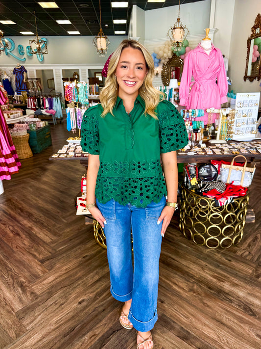 Beautiful Embroidered Blouse: Green