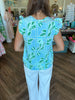 Mary Square Lydia Top: Blue Trellis Tiles