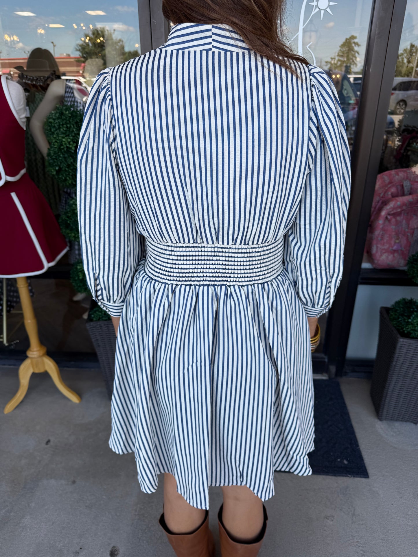 Saylor Stripe Dress: Navy