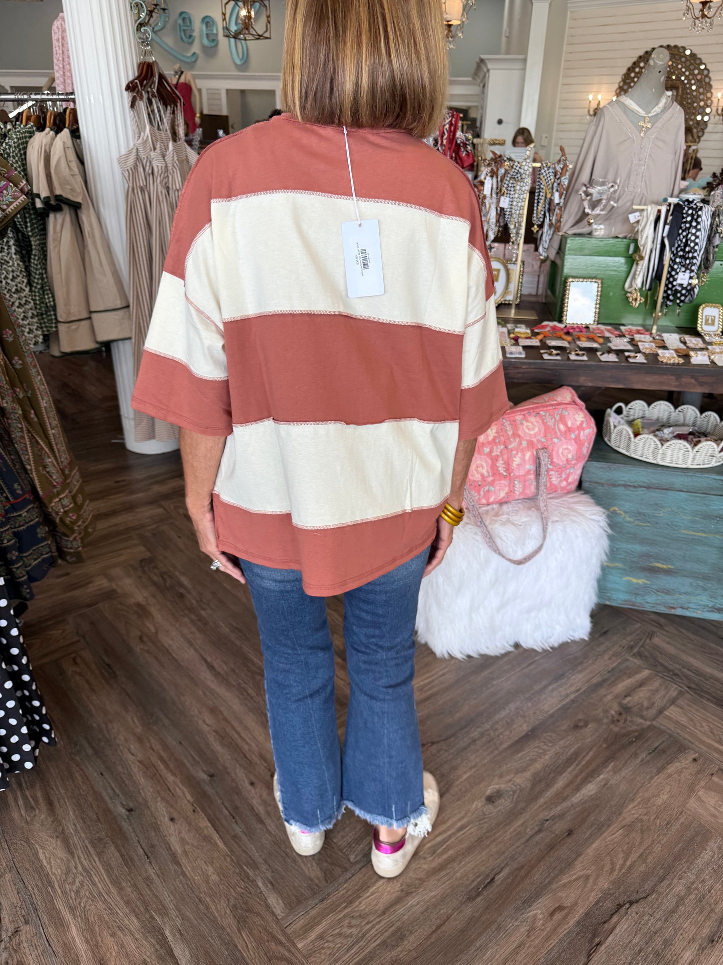 Polly Colorblock Top: Rust