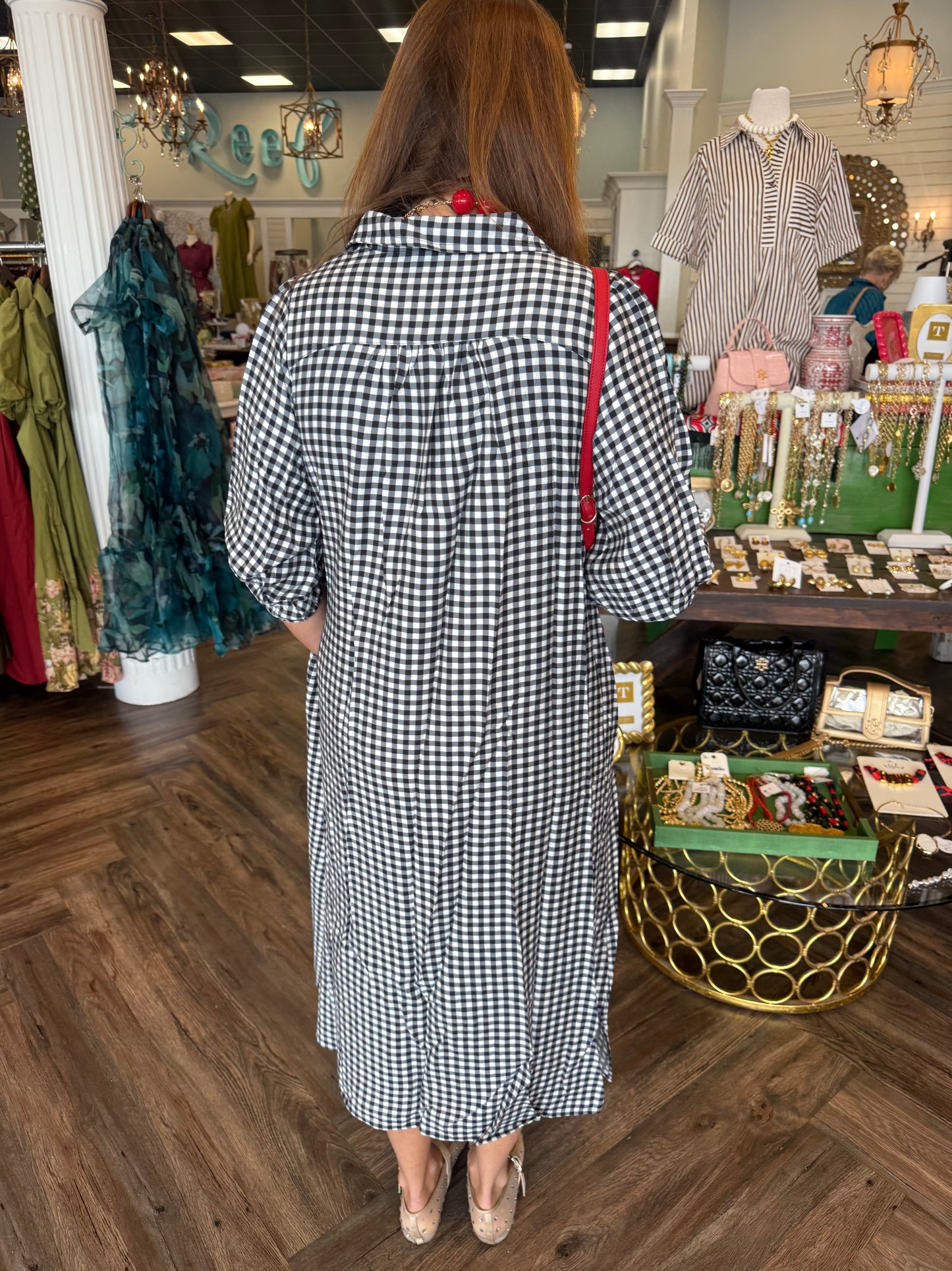 Black and White Check Midi Dress