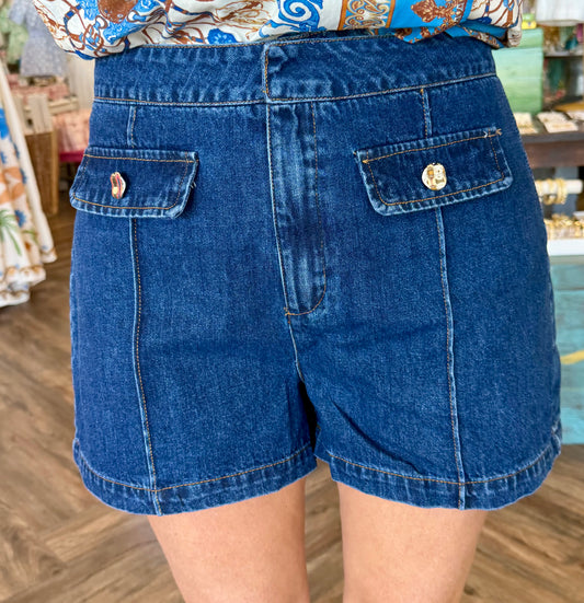 Gold Button Denim Shorts