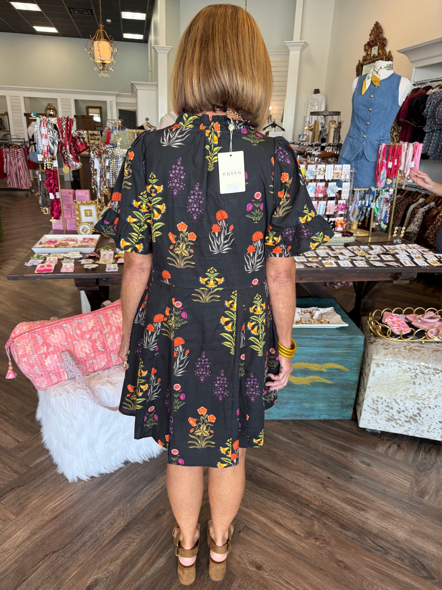 Contrast Flower Sprout Dress