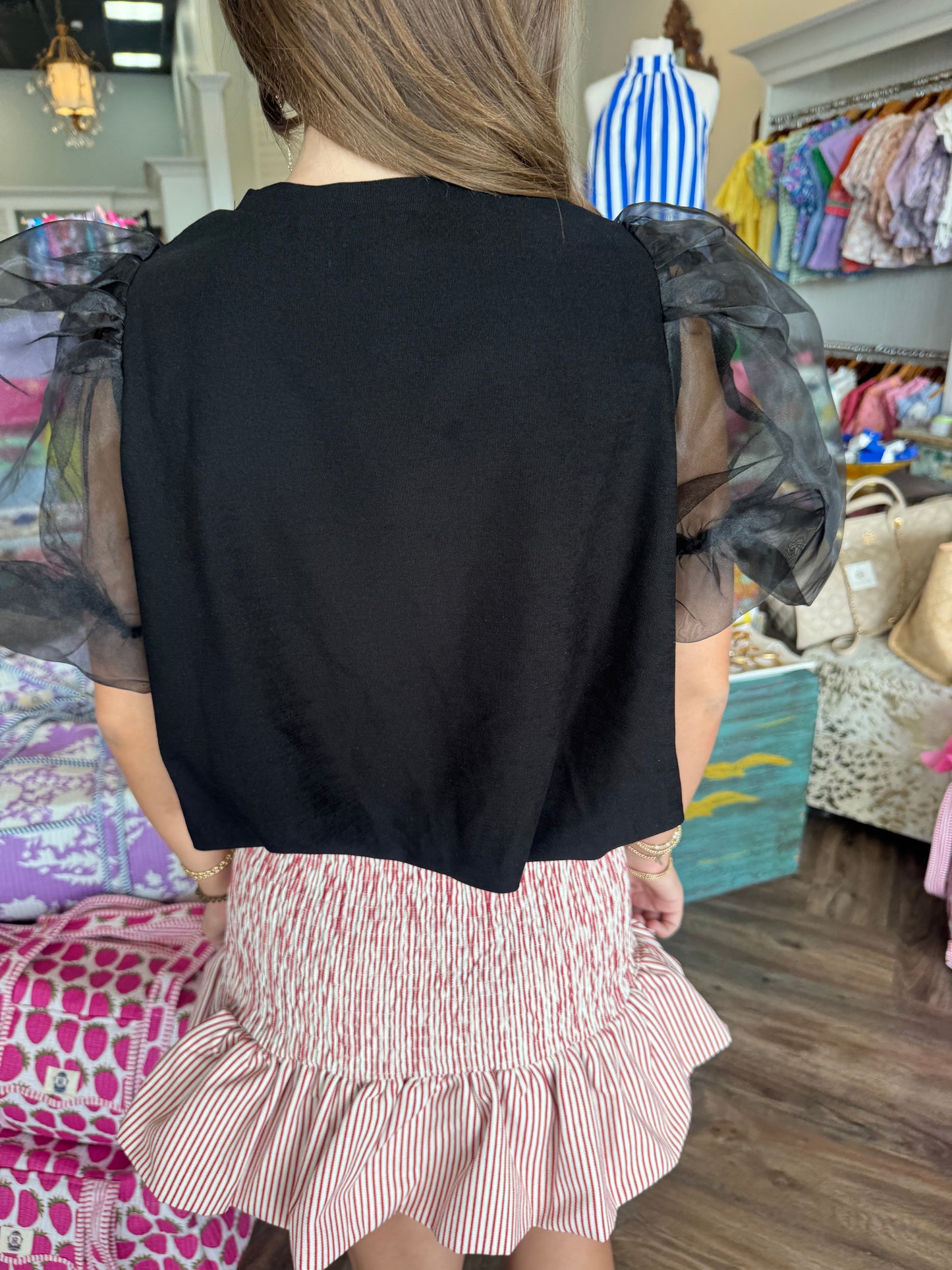 Puff Sleeve Top: Black