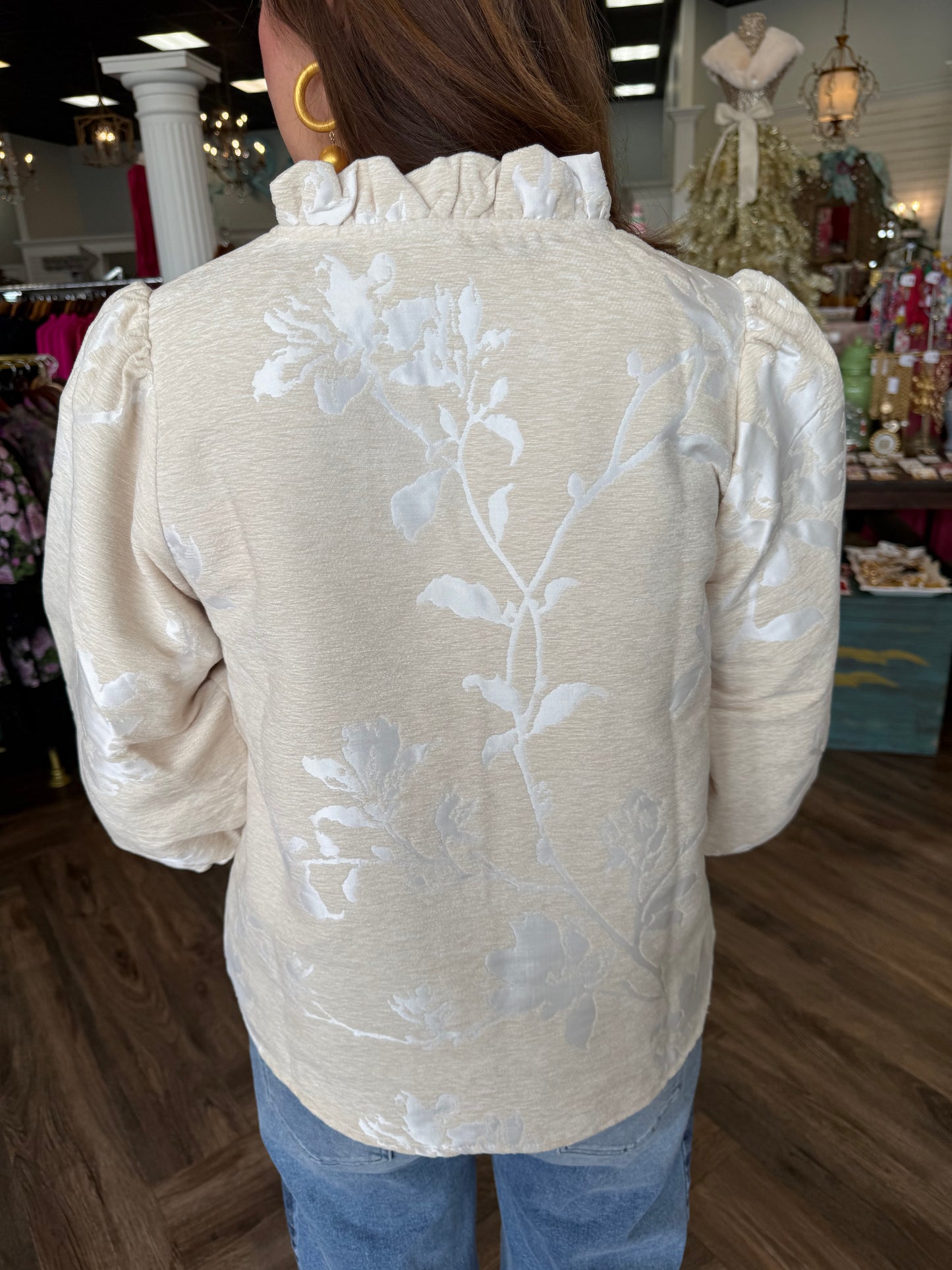 Oatmeal Jacquard Top