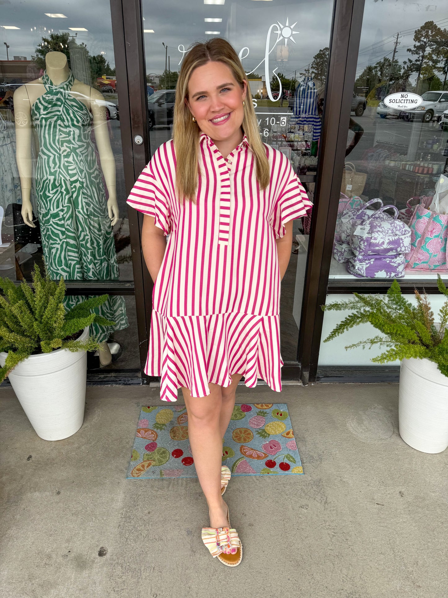 Sam Stripes Dress: Pink