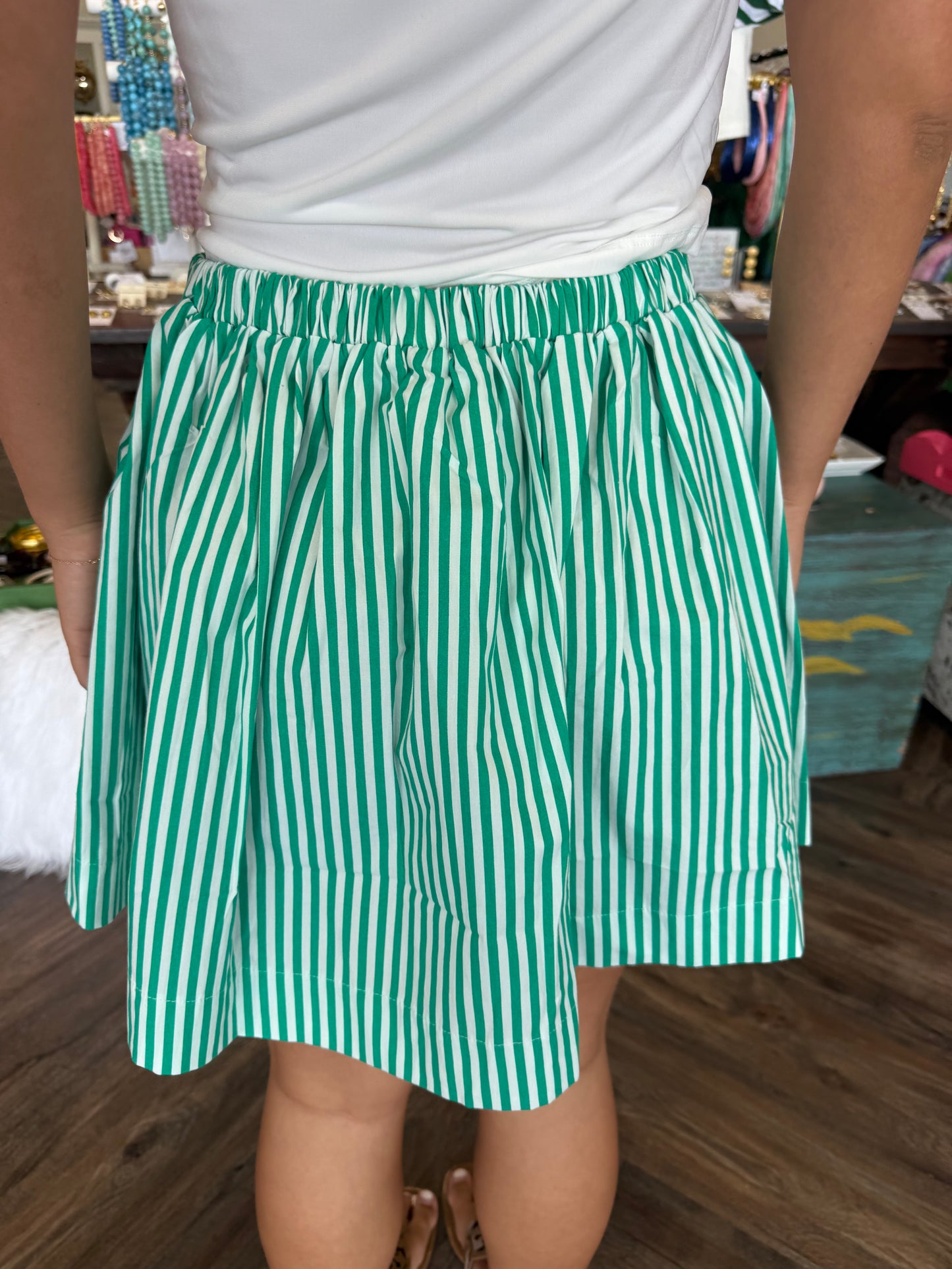 Green Striped Skirt