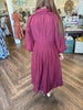 Synched Waist Midi Dress: Burgundy