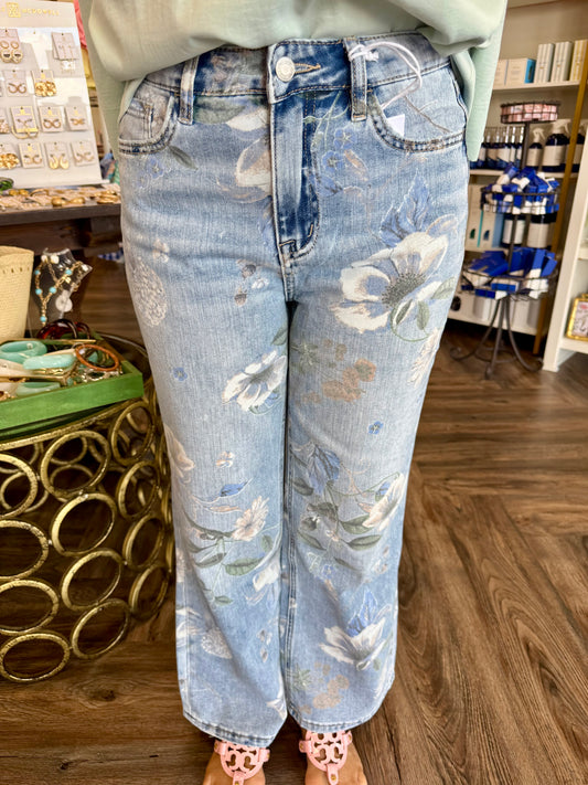 Floral Printed Vervet Jeans