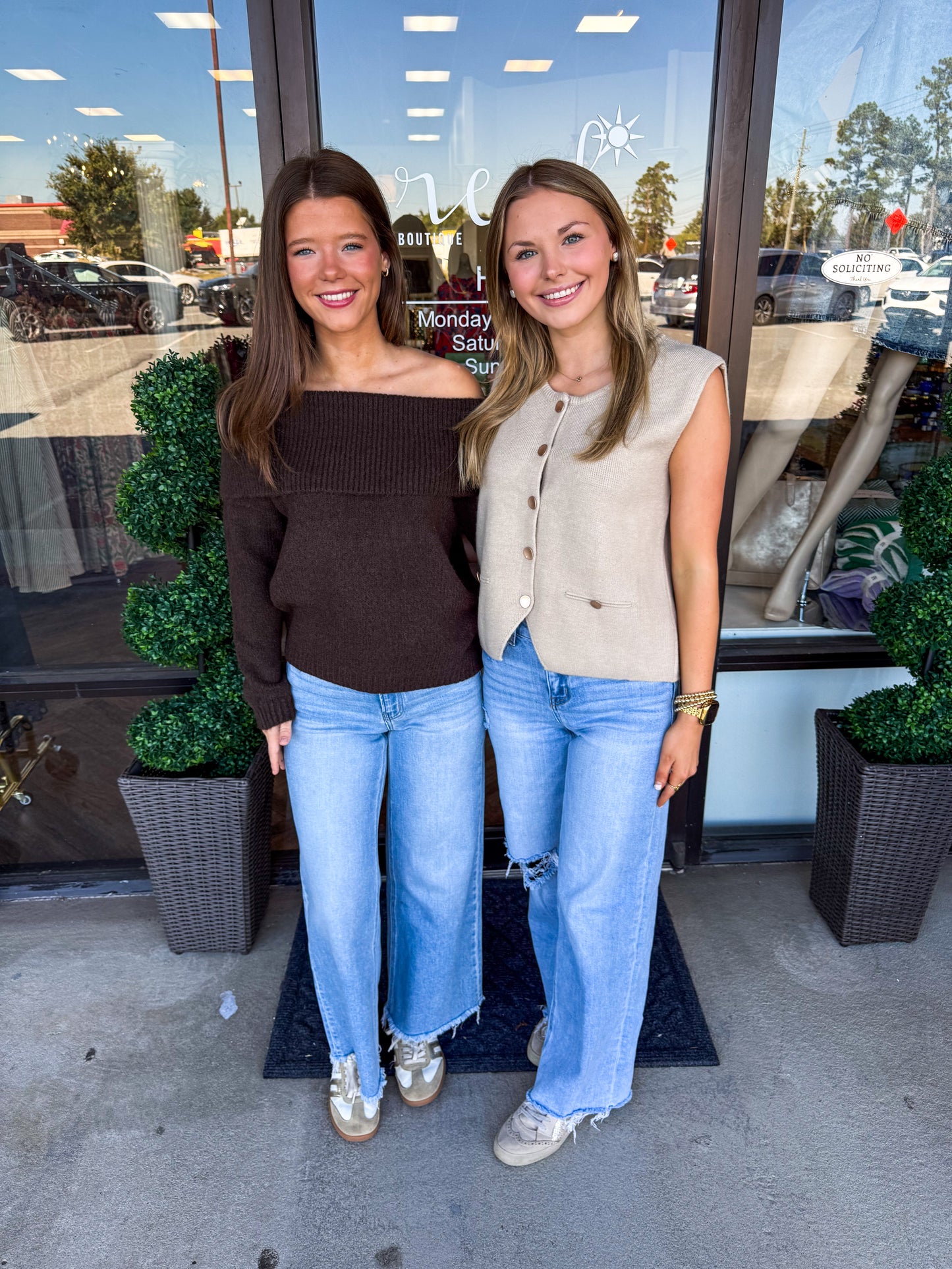 Off-Shoulder Sweater: Brown