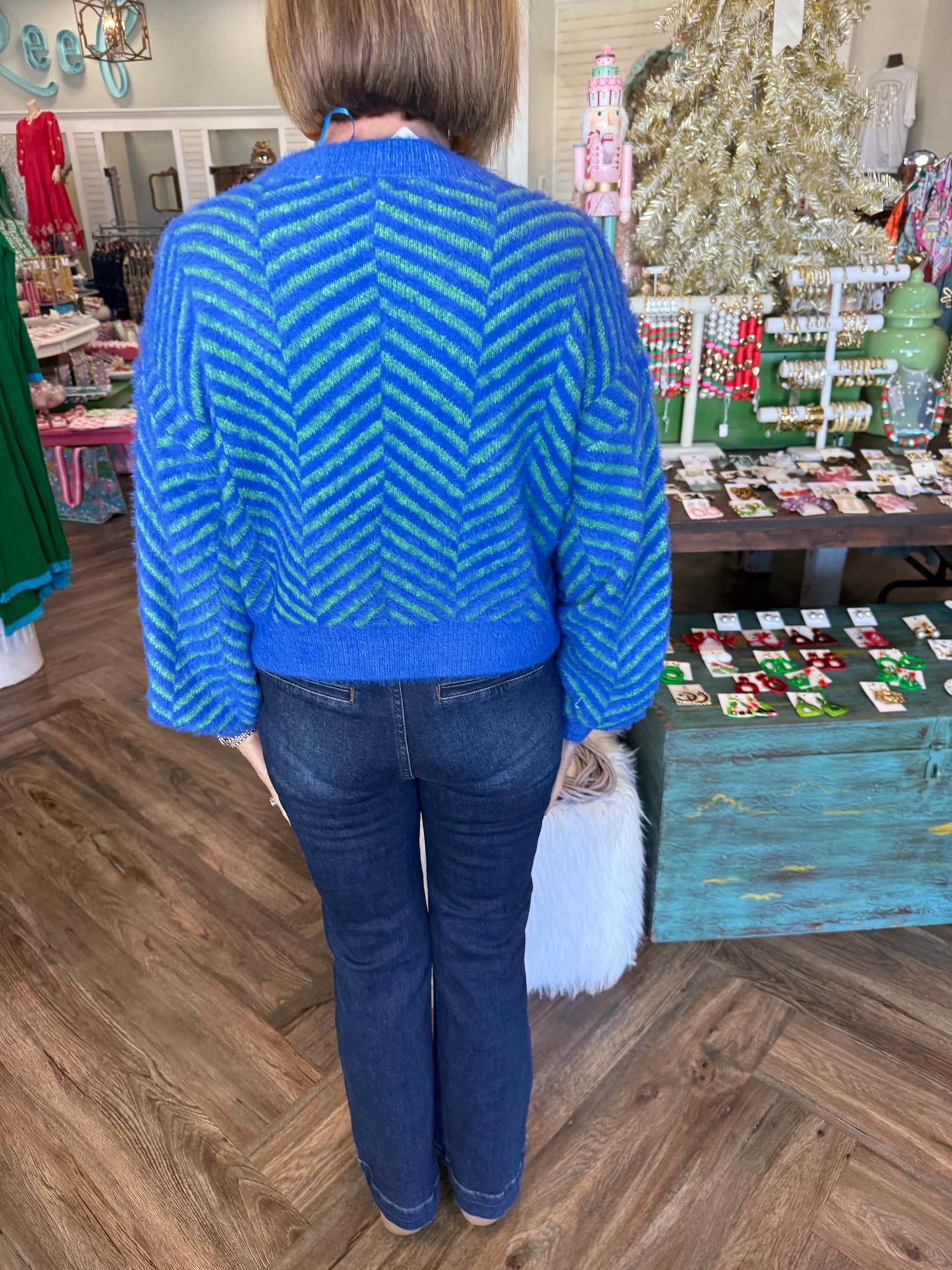 Zig Zag Sweater: Blue