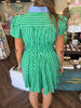 Smock Stripe Dress: Blue/Green