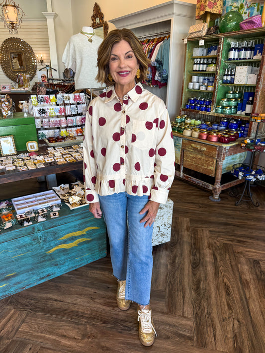 Dotted Top: Burgandy