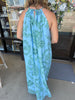 Greenery Blue Maxi Halter Dress