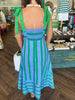 Green Blue Stripe Midi Dress