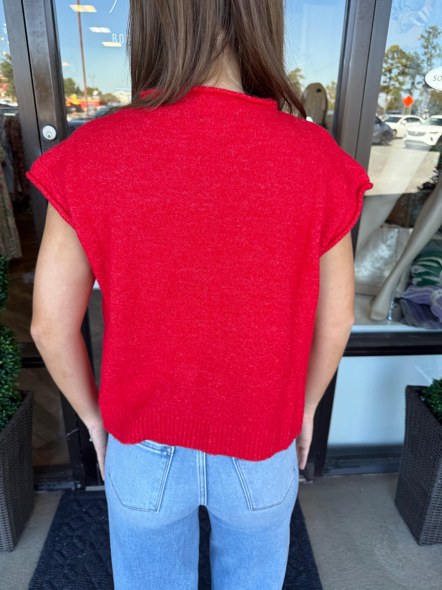 Piper Vest Sweater: Red