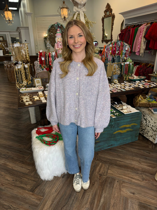 Elaine Button Sweater: Lavender