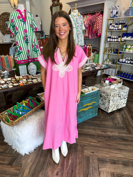 Swirl Cord Midi Dress: Pink