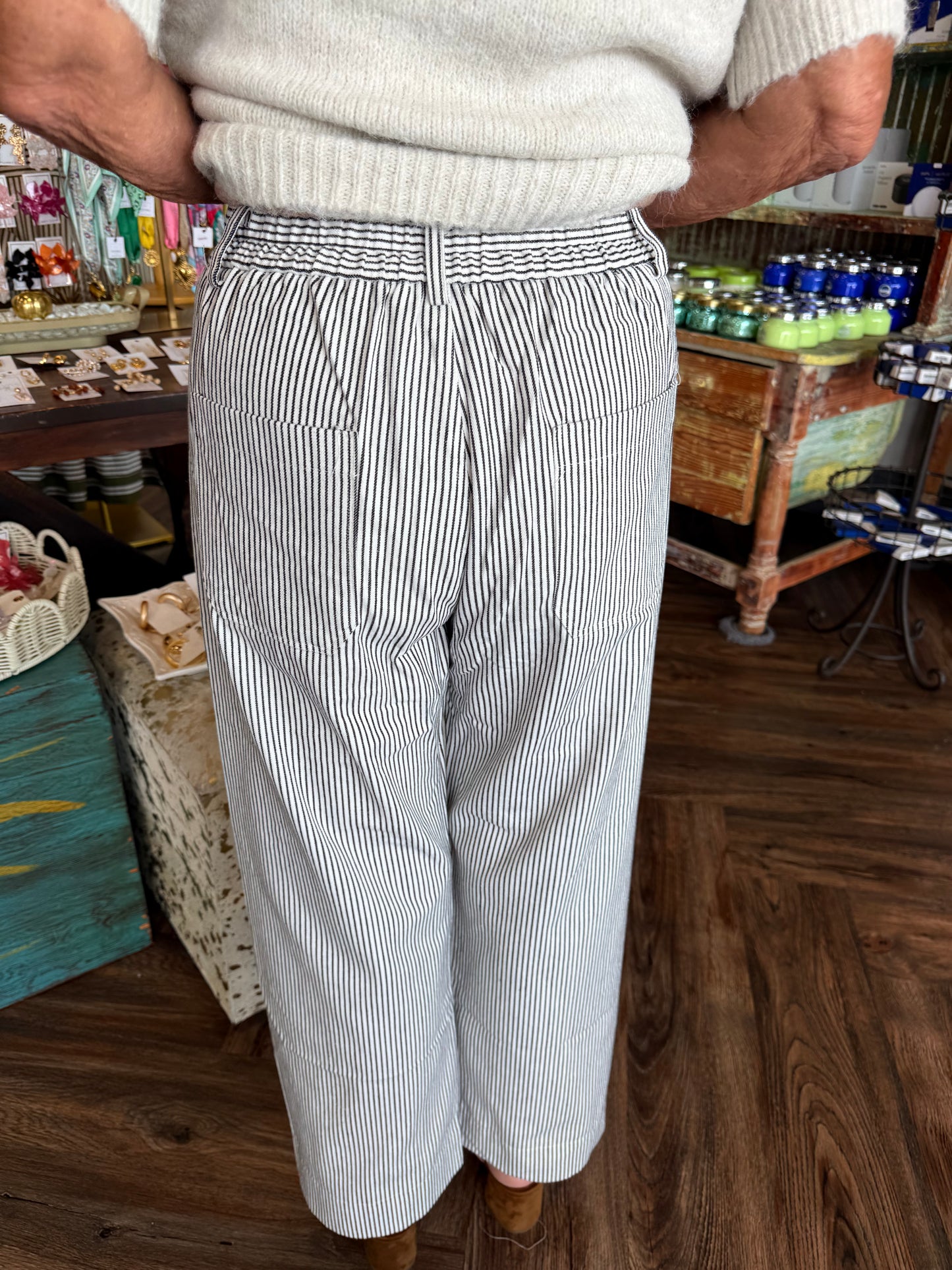 Pin Stripe Pants: Black