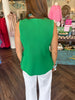 Green Ribbed Button Top