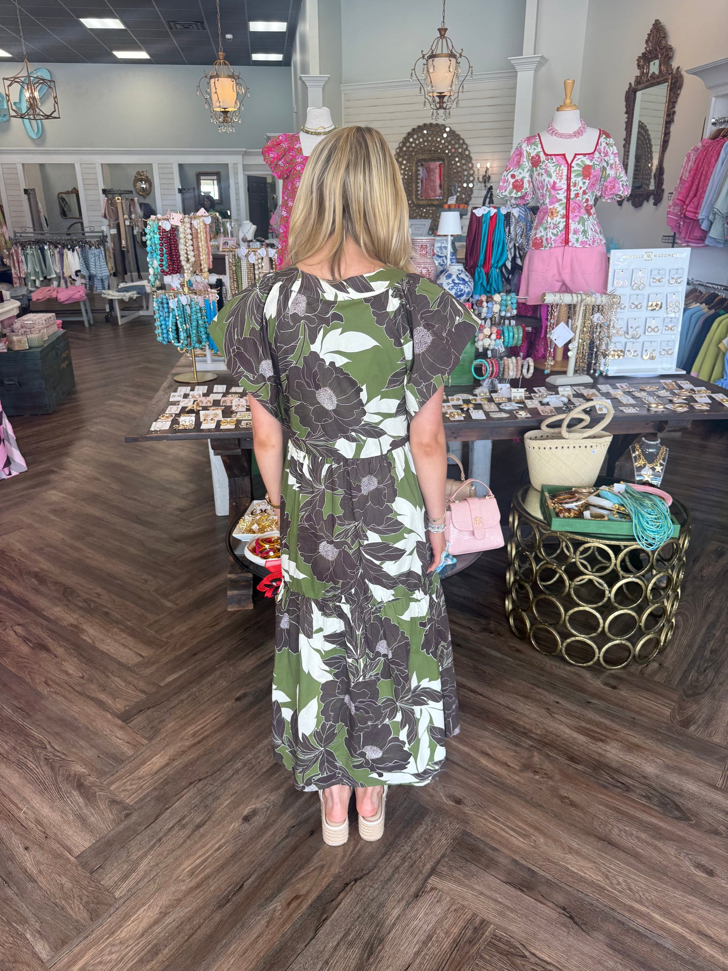 Olive Grove Midi Dress
