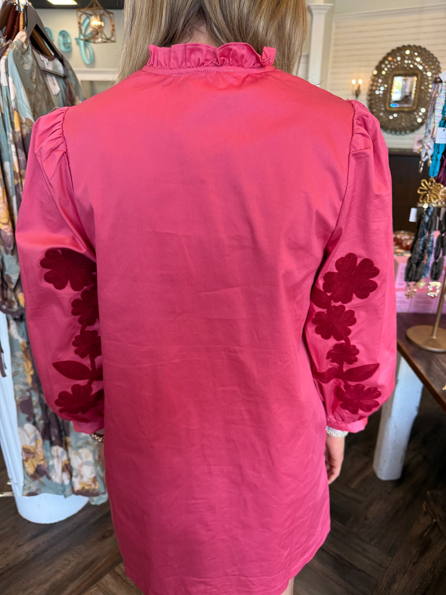 Embroidered Pink/Red Dress