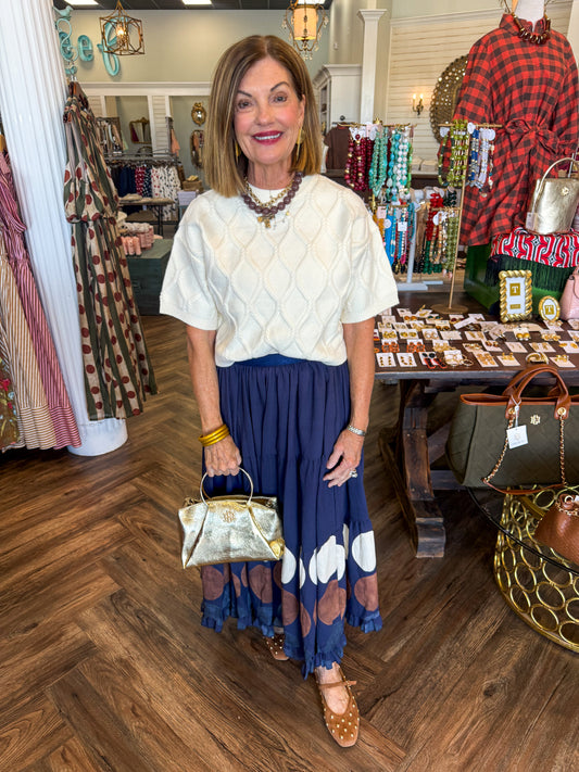 Midnight Dotti Midi Skirt