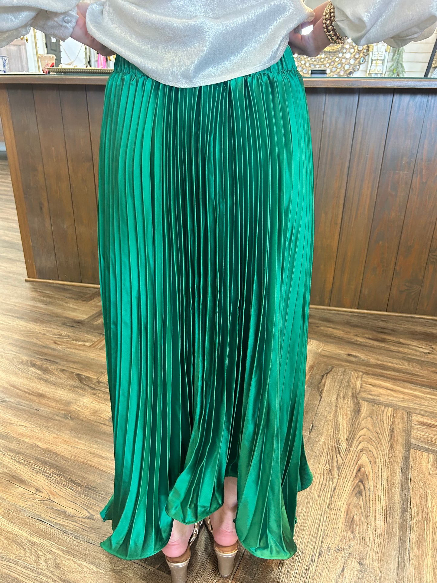 Emerald Pleated Skirt