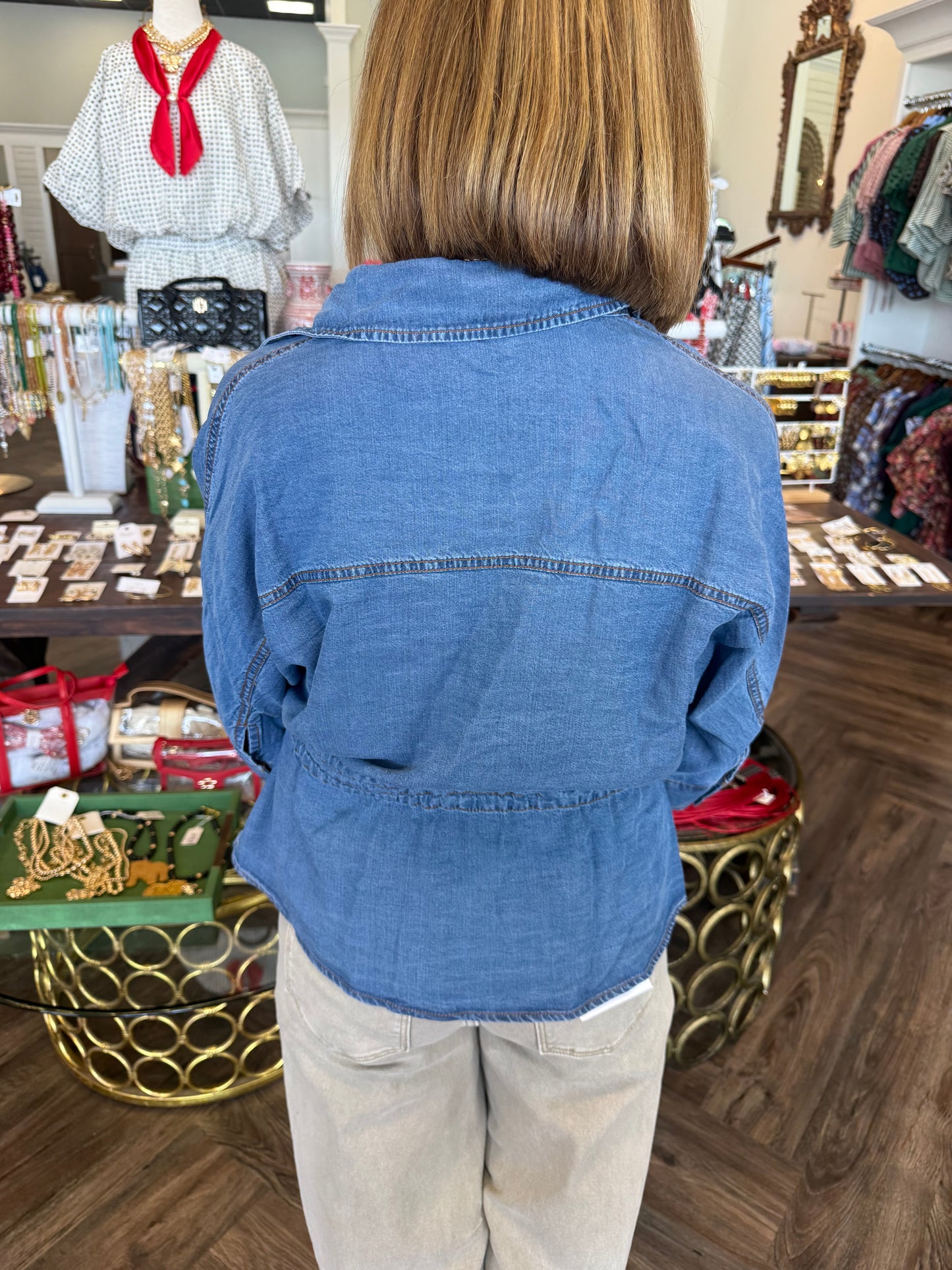 Soft Denim Peplum Top