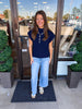 Mockneck Navy Sweater Top