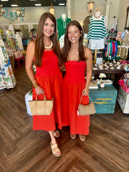 Orange Tube Top Midi Dress