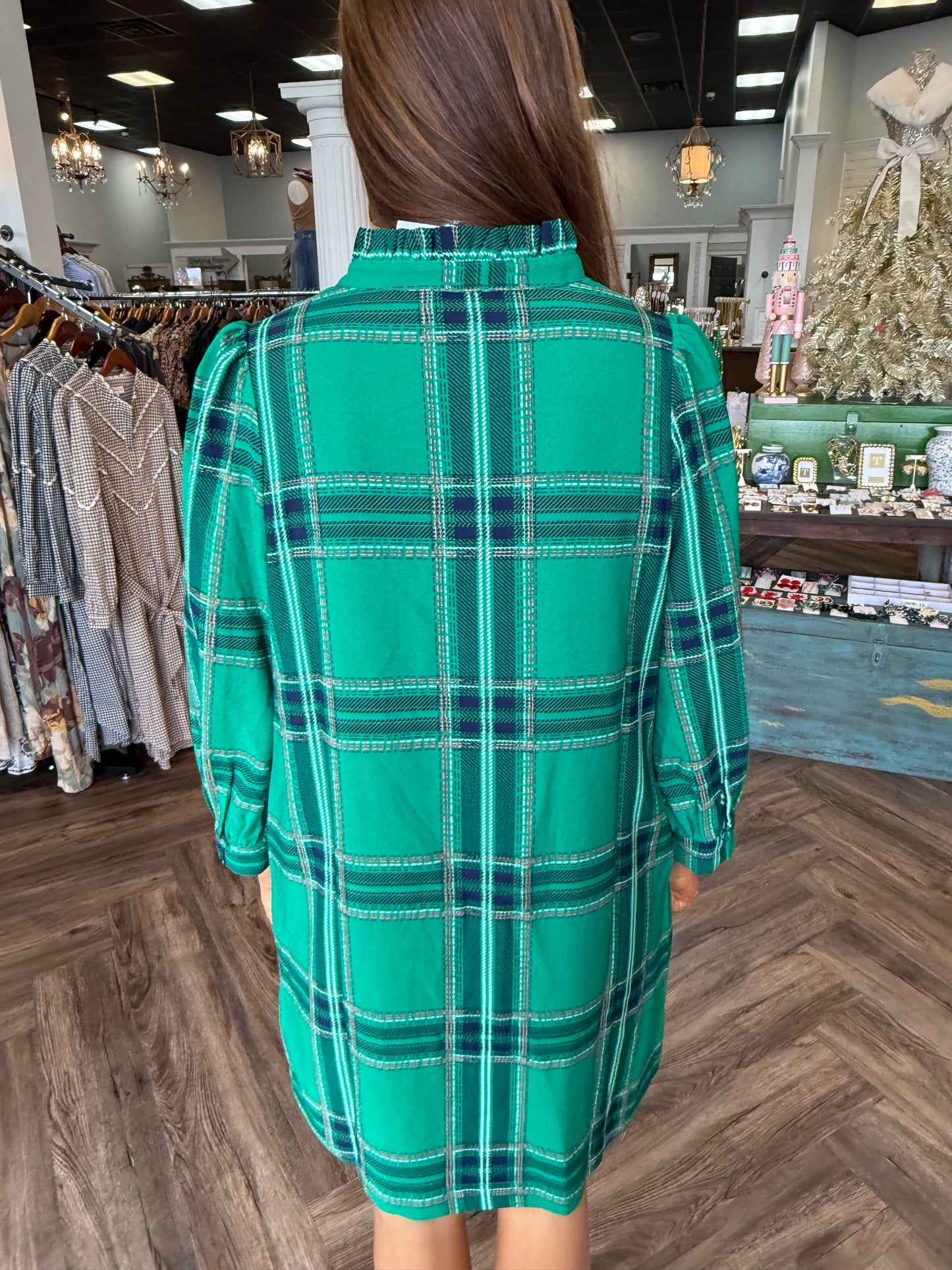 Jade Plaid Shift Dress