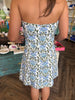 Sarah Strapless Blue Mini Dress