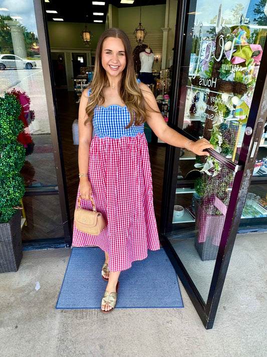 American Gingham Midi Dress