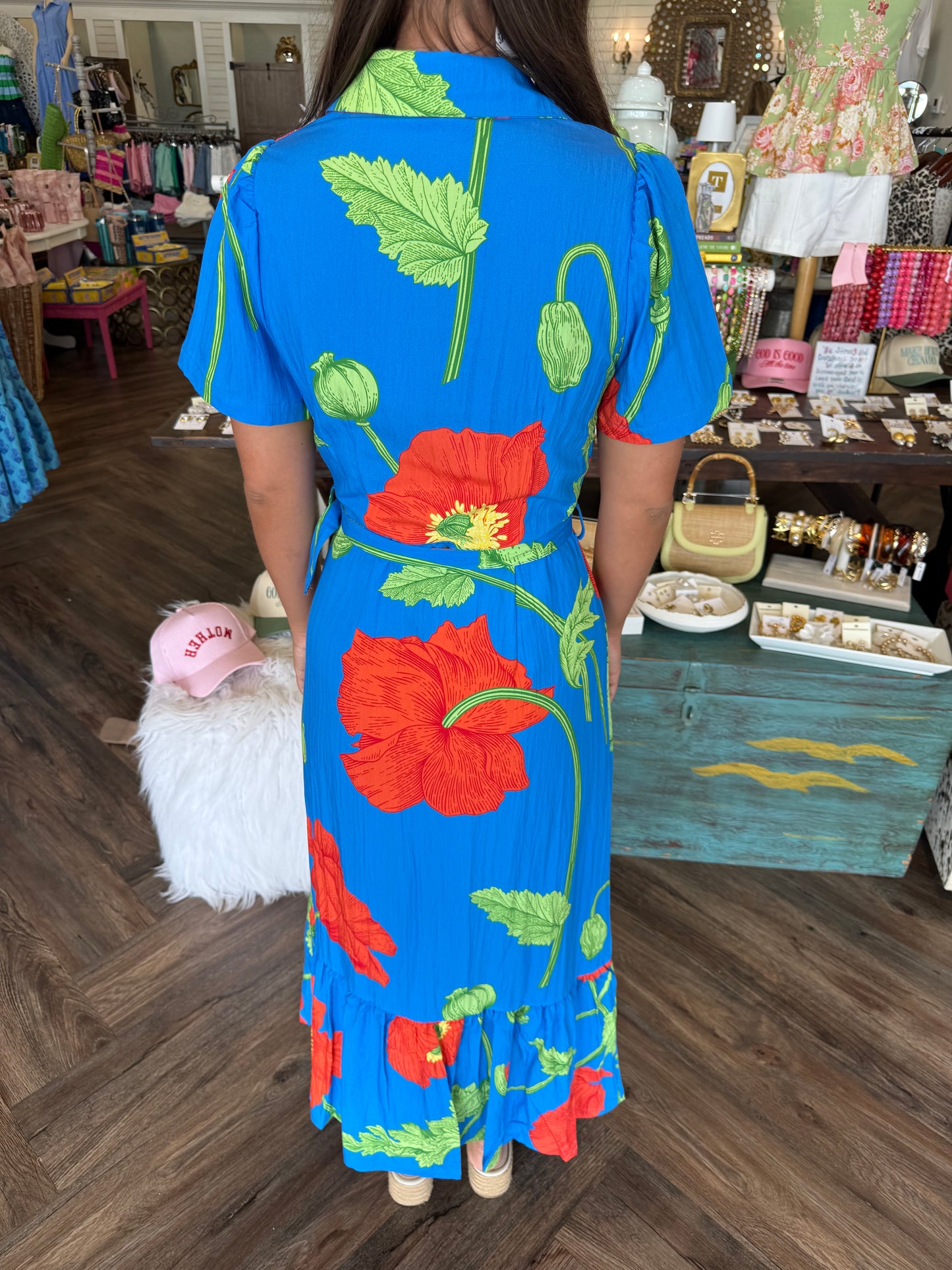 Poppy Paradise Belted Midi Dress